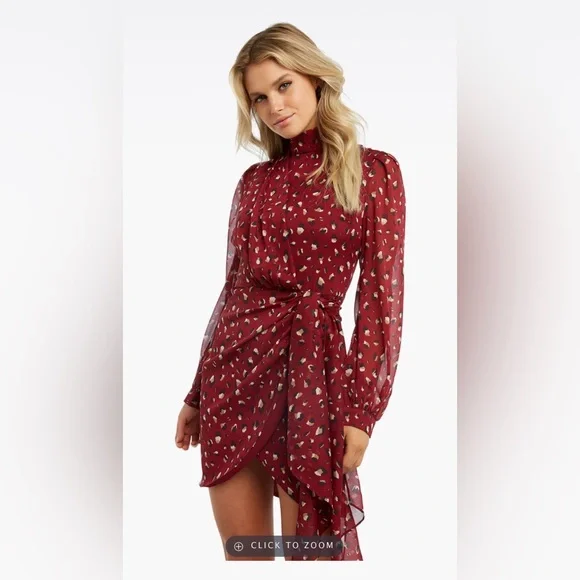 Bardot | Dresses | Nwot Bardot Kalia Print Dress In Burg Leopard | Poshmark